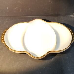 1046.  Milk Glass Divided Relish Tray Fire King MCM